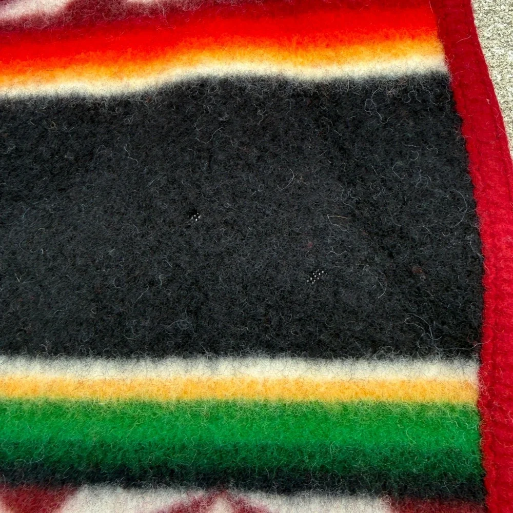 Pendleton Wool Blanket Beaver State Robe Shawl Black Multi Aztec Tribal Throw